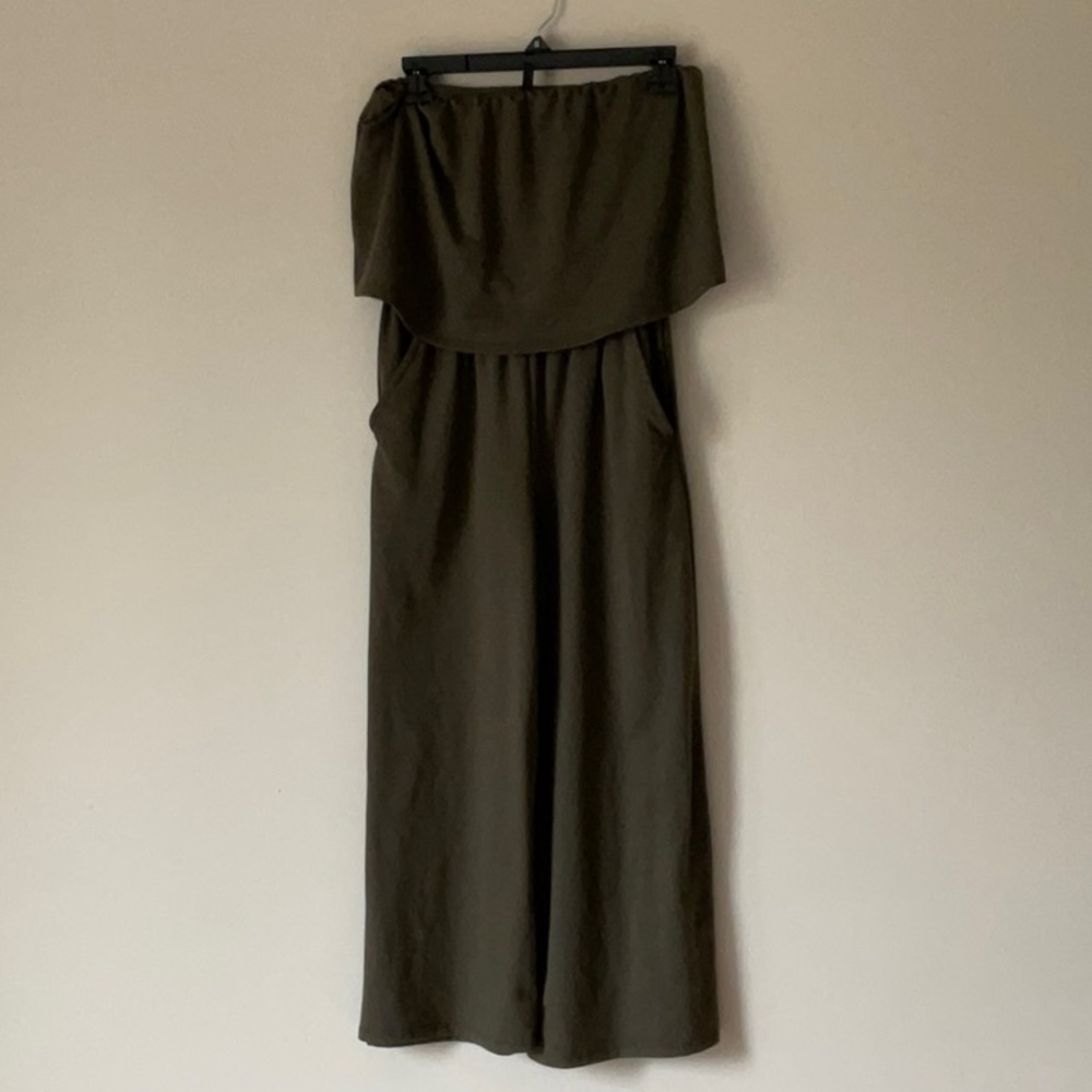 Olive green off the shoulder romper, Size:S